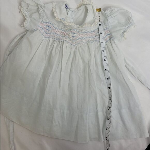 VINTAGE 50s dress Polly Flinders smocked embroidered puff sleeve 12 months‎ - Picture 8 of 8